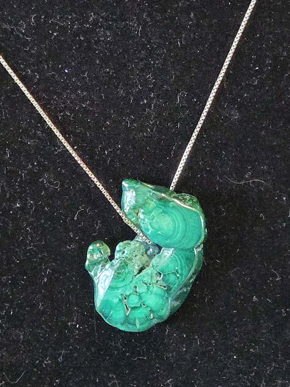 Green Malachite Slice Pendant Necklace